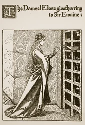The Damsel Elose Giveth a Ring to Sir Ewaine, Illustration from 